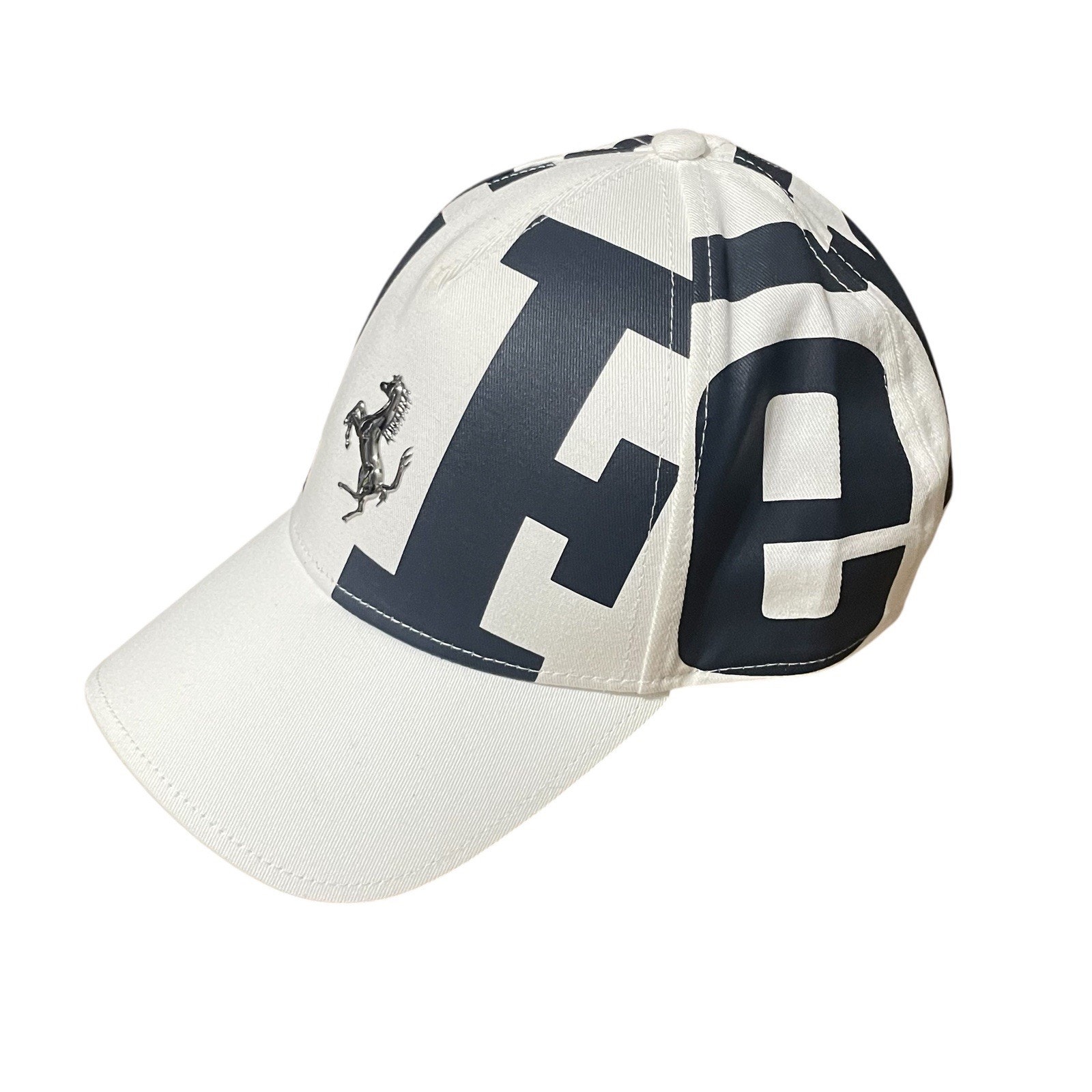 Nwot Ferrari Hat Men Adjustable White Maxi Graphic Metal Horse Strapback Racing